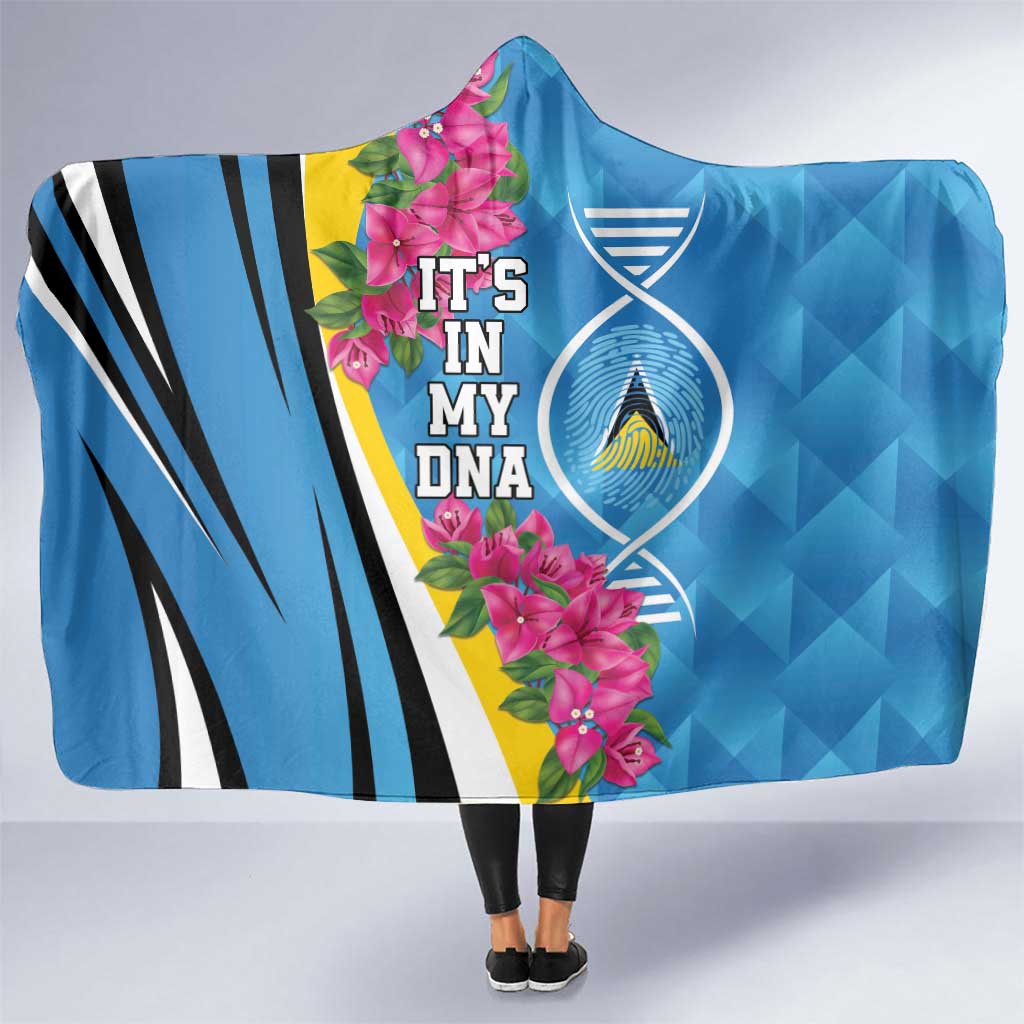 Saint Lucia Flag Pride It's in My DNA Hooded Blanket