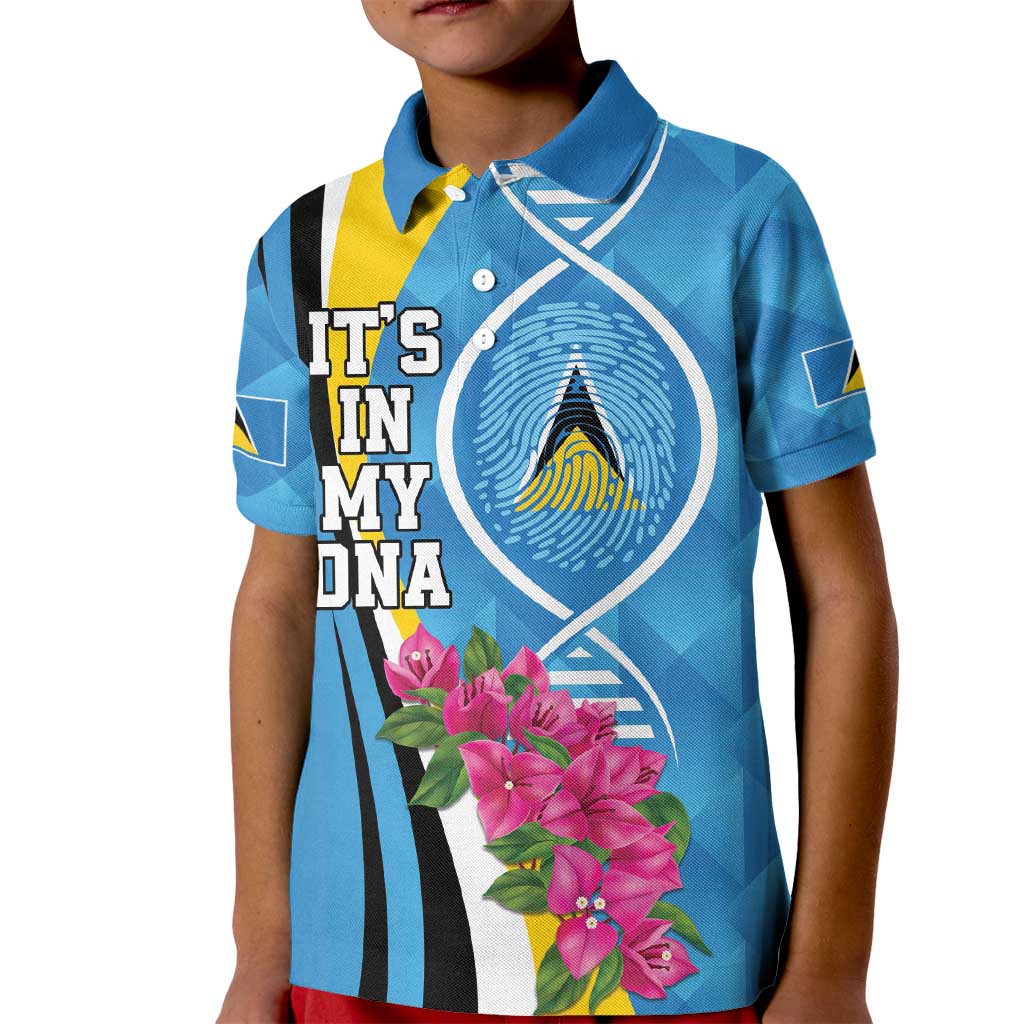 Saint Lucia Flag Pride It's in My DNA Kid Polo Shirt