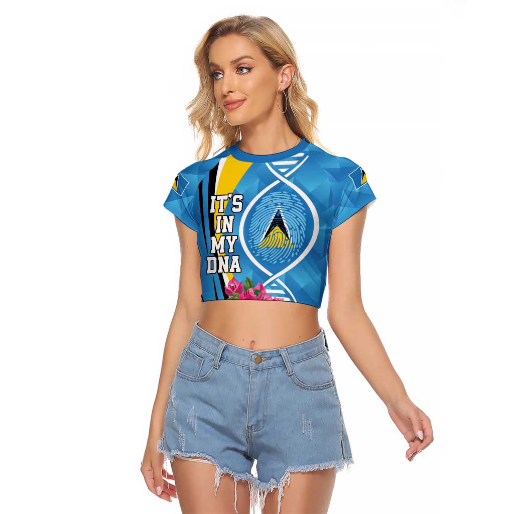 Saint Lucia Flag Pride It's in My DNA Raglan Cropped T Shirt