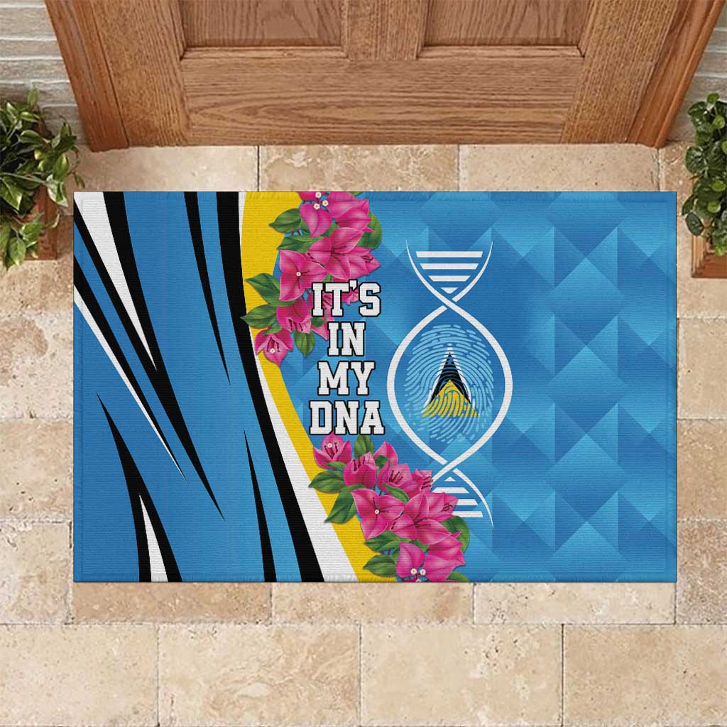 Saint Lucia Flag Pride It's in My DNA Rubber Doormat