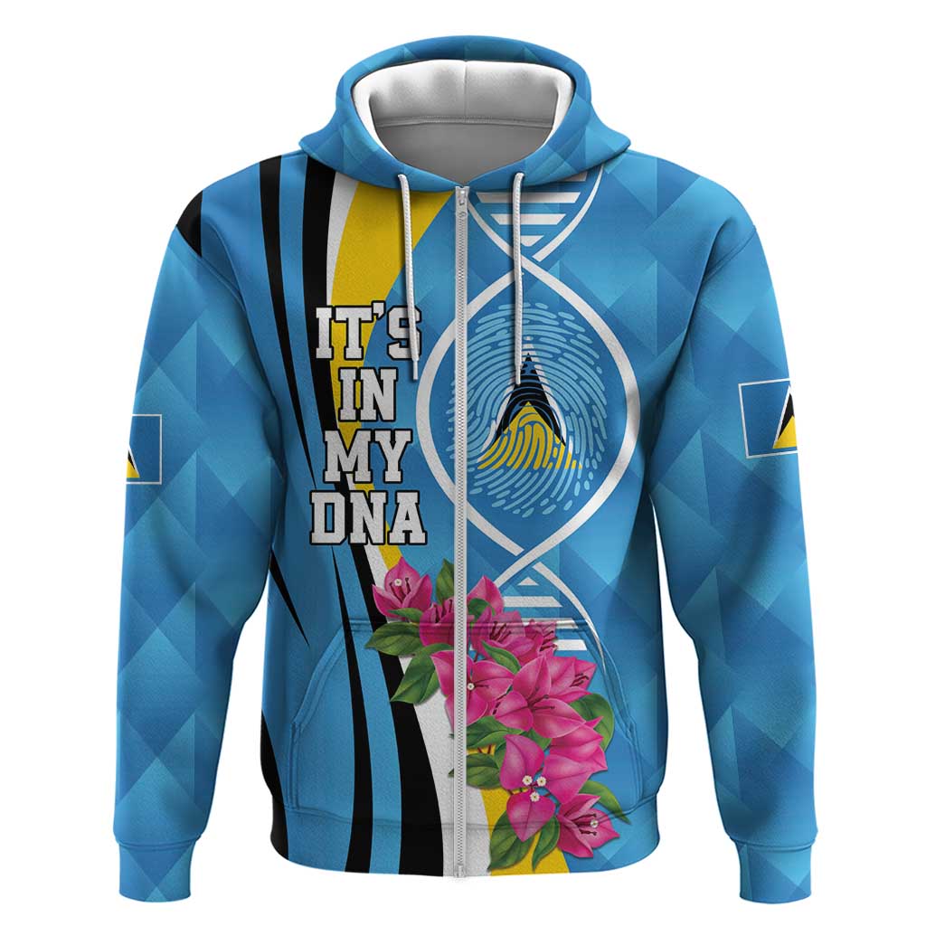 Saint Lucia Flag Pride It's in My DNA Zip Hoodie