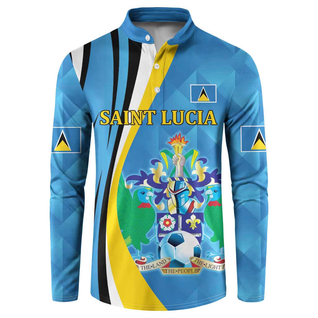 Custom Saint Lucia Football Button Sweatshirt Sporty Pattern