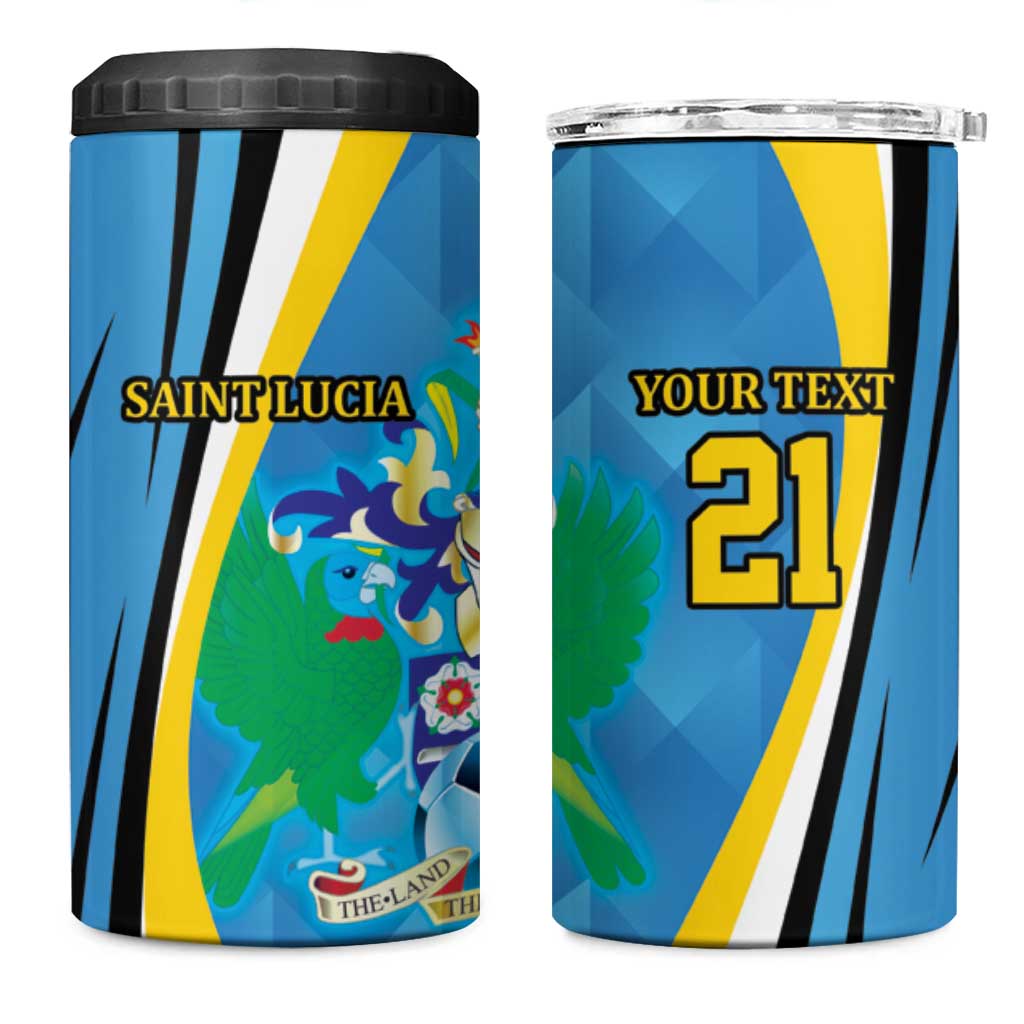 Custom Saint Lucia Football 4 in 1 Can Cooler Tumbler Sporty Pattern