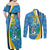 Custom Saint Lucia Football Couples Matching Off Shoulder Maxi Dress and Long Sleeve Button Shirt Sporty Pattern