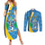 Custom Saint Lucia Football Couples Matching Summer Maxi Dress and Long Sleeve Button Shirt Sporty Pattern