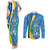 Custom Saint Lucia Football Couples Matching Tank Maxi Dress and Long Sleeve Button Shirt Sporty Pattern