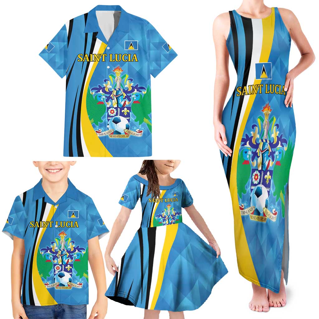 Custom Saint Lucia Football Family Matching Tank Maxi Dress and Hawaiian Shirt Sporty Pattern