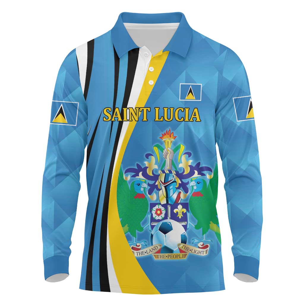 Custom Saint Lucia Football Long Sleeve Polo Shirt Sporty Pattern