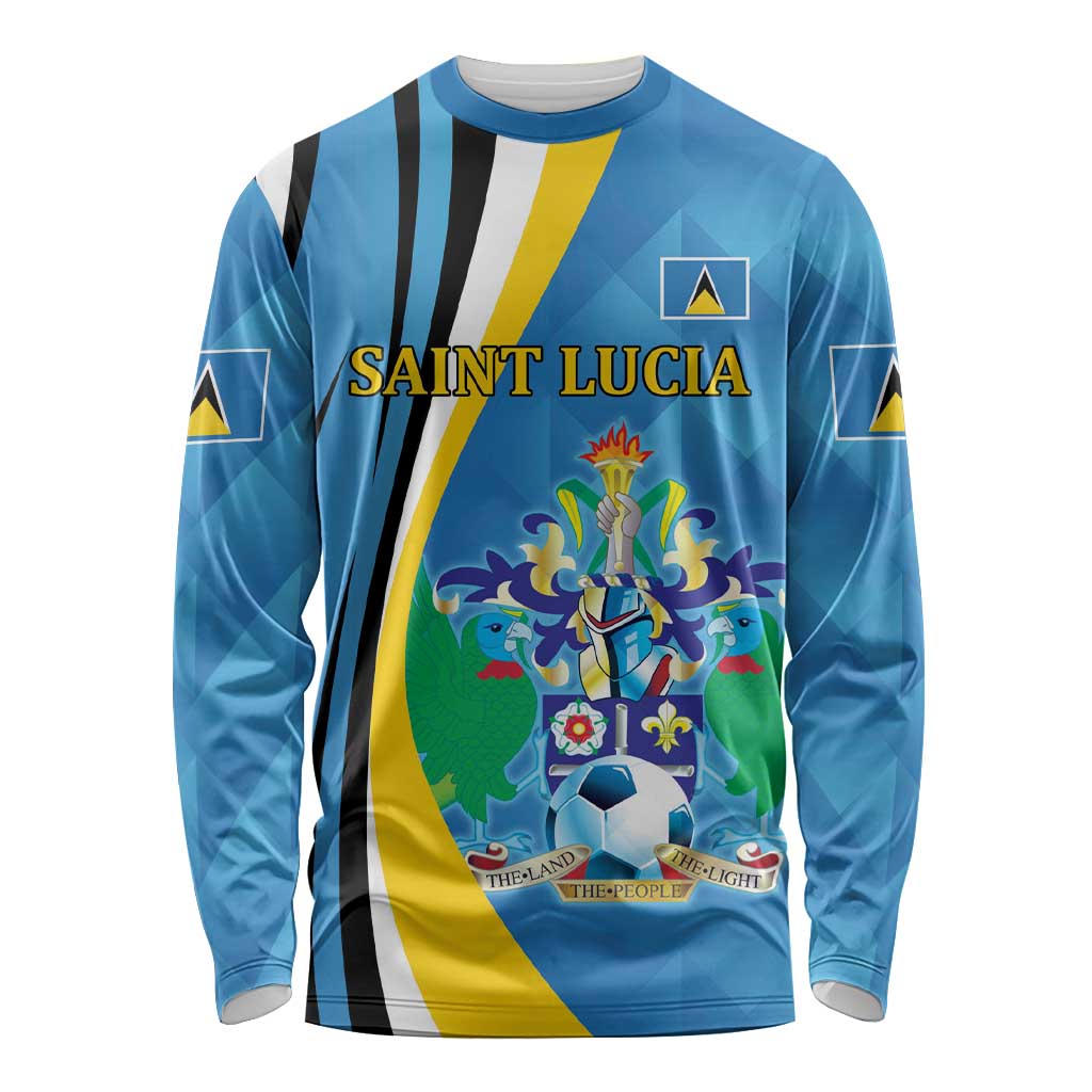 Custom Saint Lucia Football Long Sleeve Shirt Sporty Pattern