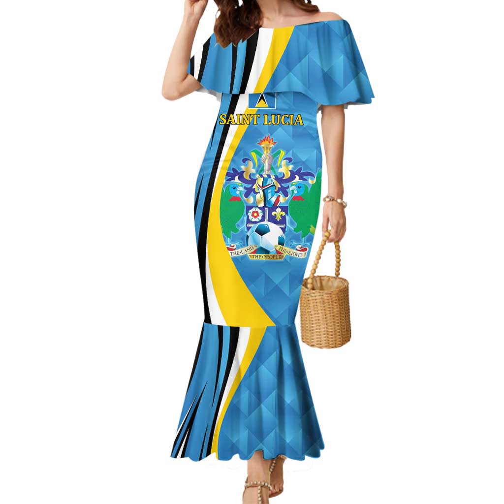 Custom Saint Lucia Football Mermaid Dress Sporty Pattern