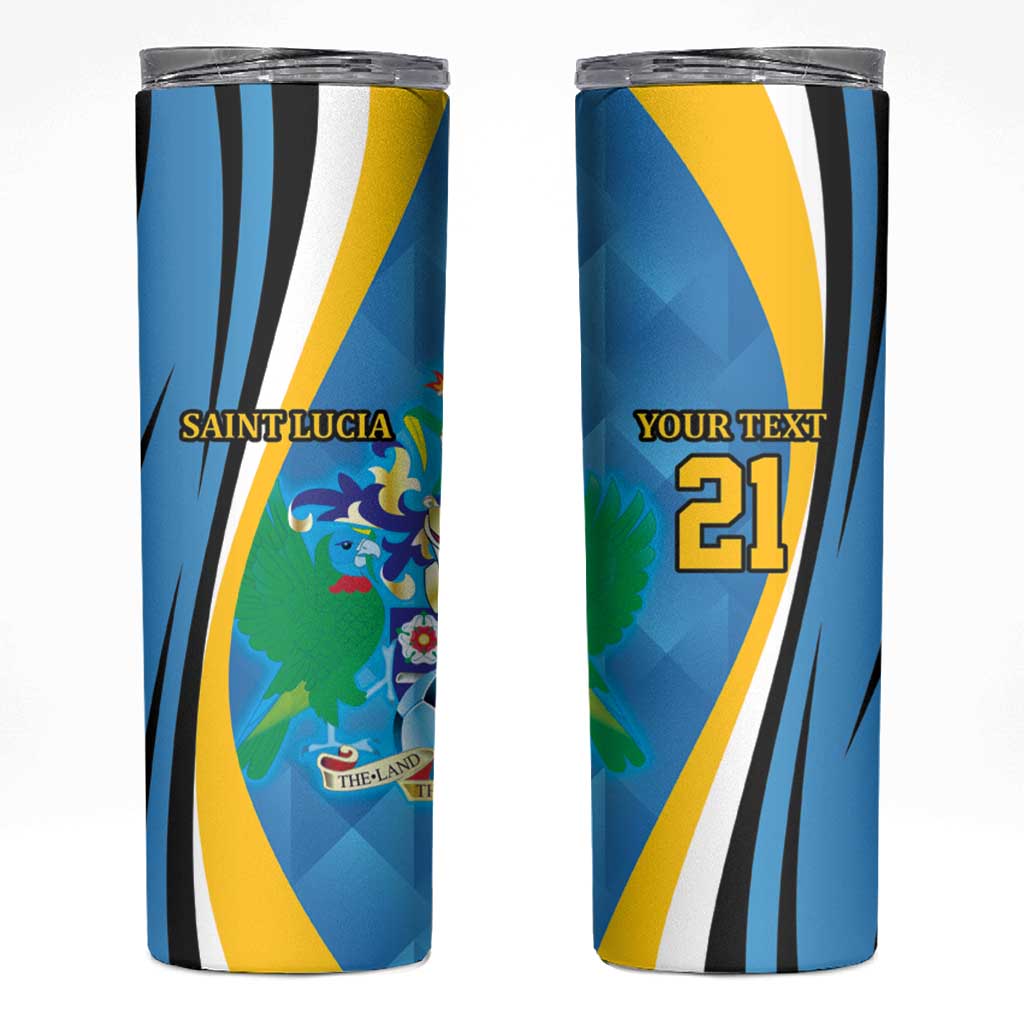 Custom Saint Lucia Football Skinny Tumbler Sporty Pattern