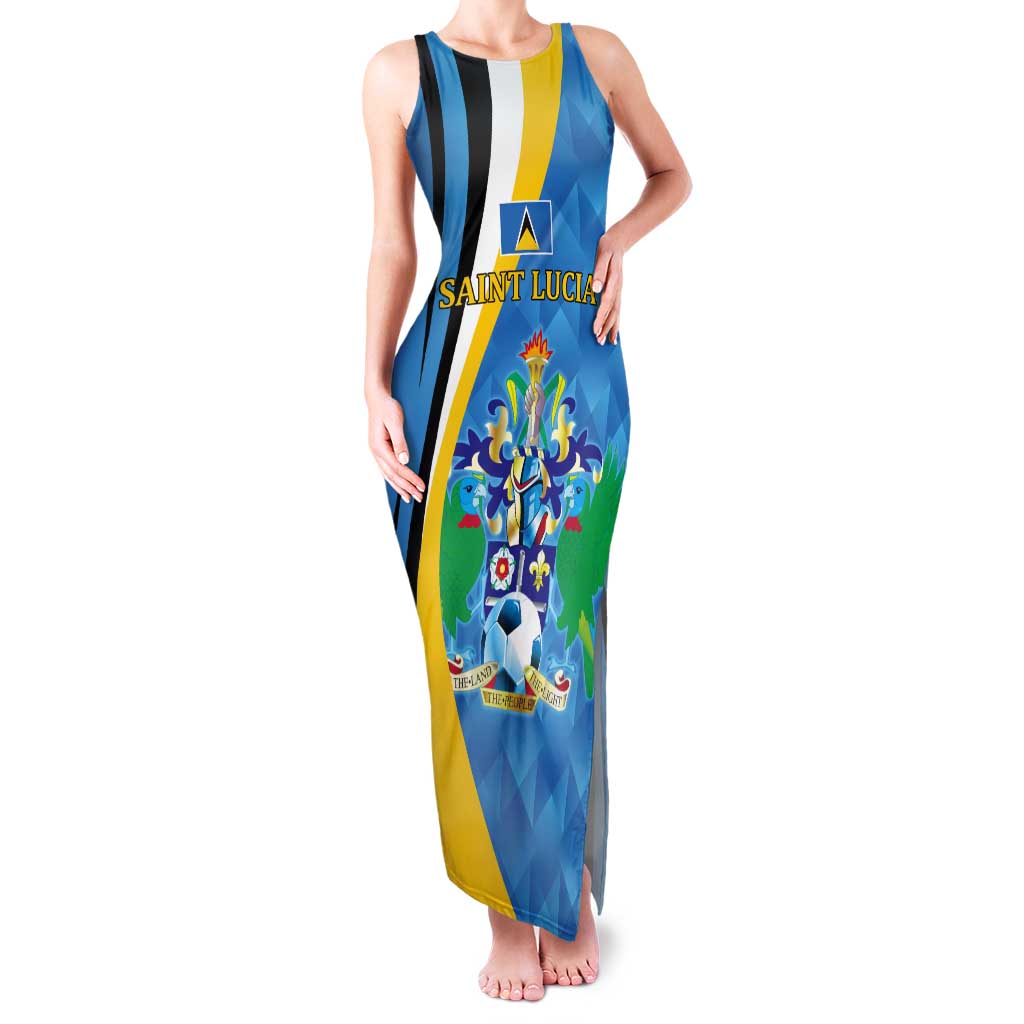 Custom Saint Lucia Football Tank Maxi Dress Sporty Pattern