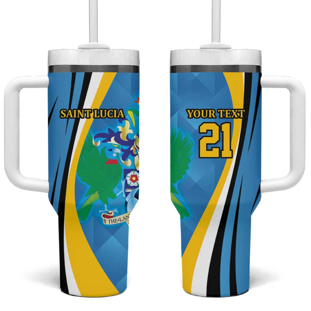 Custom Saint Lucia Football Tumbler With Handle Sporty Pattern