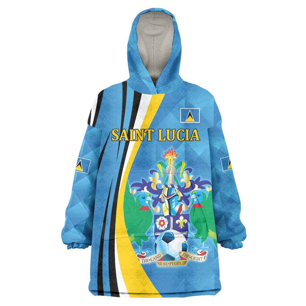 Custom Saint Lucia Football Wearable Blanket Hoodie Sporty Pattern