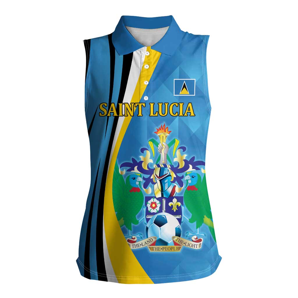 Custom Saint Lucia Football Women Sleeveless Polo Shirt Sporty Pattern