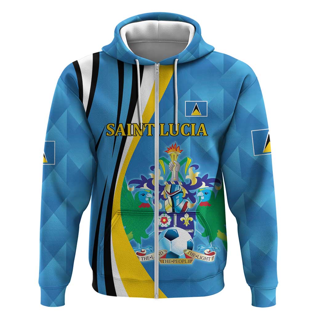 Custom Saint Lucia Football Zip Hoodie Sporty Pattern