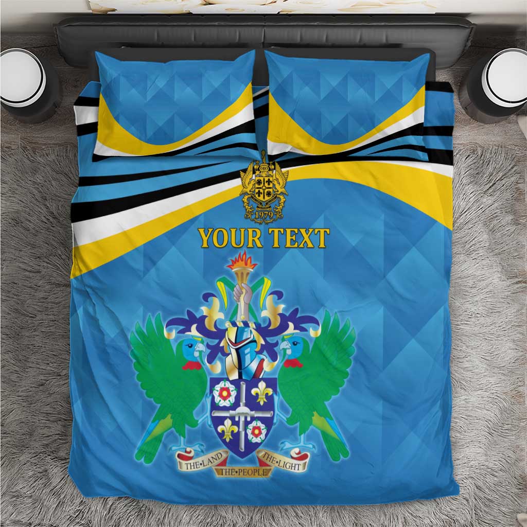 Personalized Saint Lucia Independence Day Bedding Set Since 1979