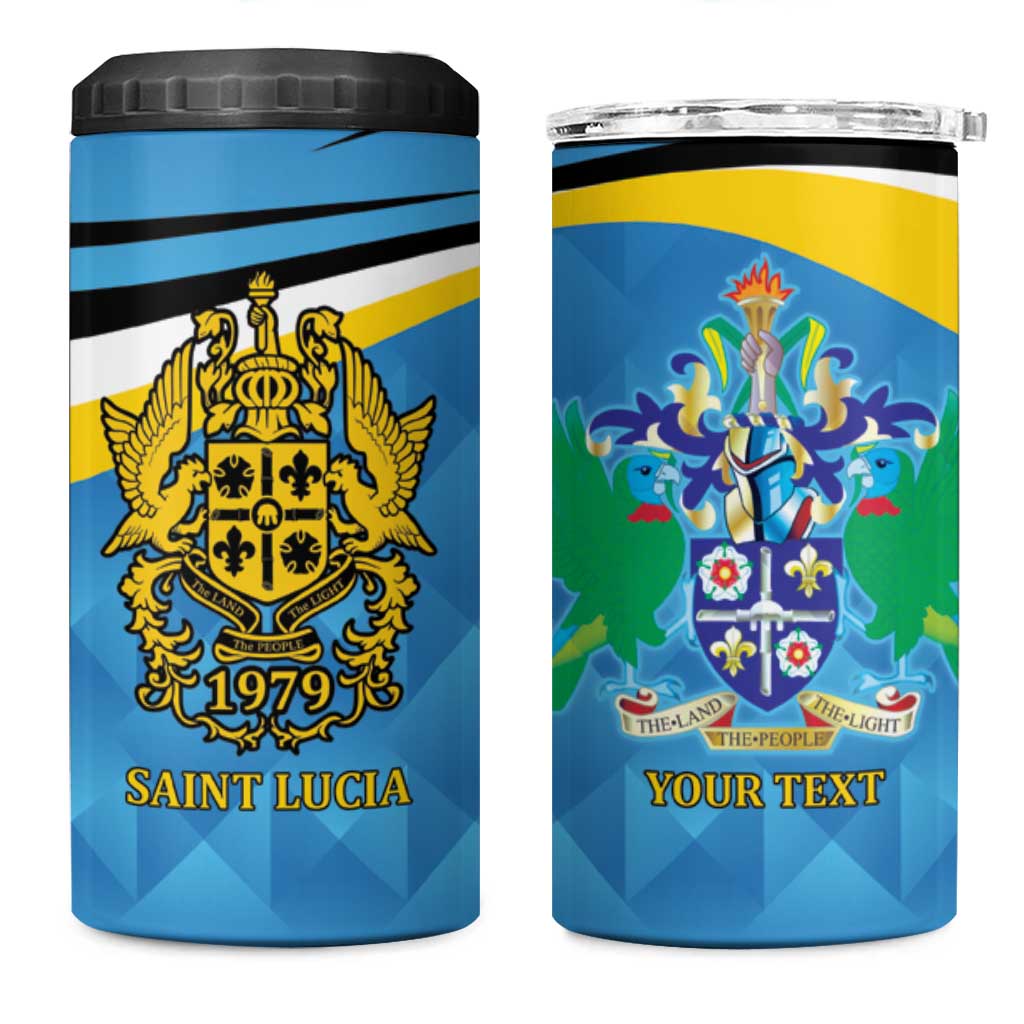 Personalized Saint Lucia Independence Day 4 in 1 Can Cooler Tumbler Since 1979