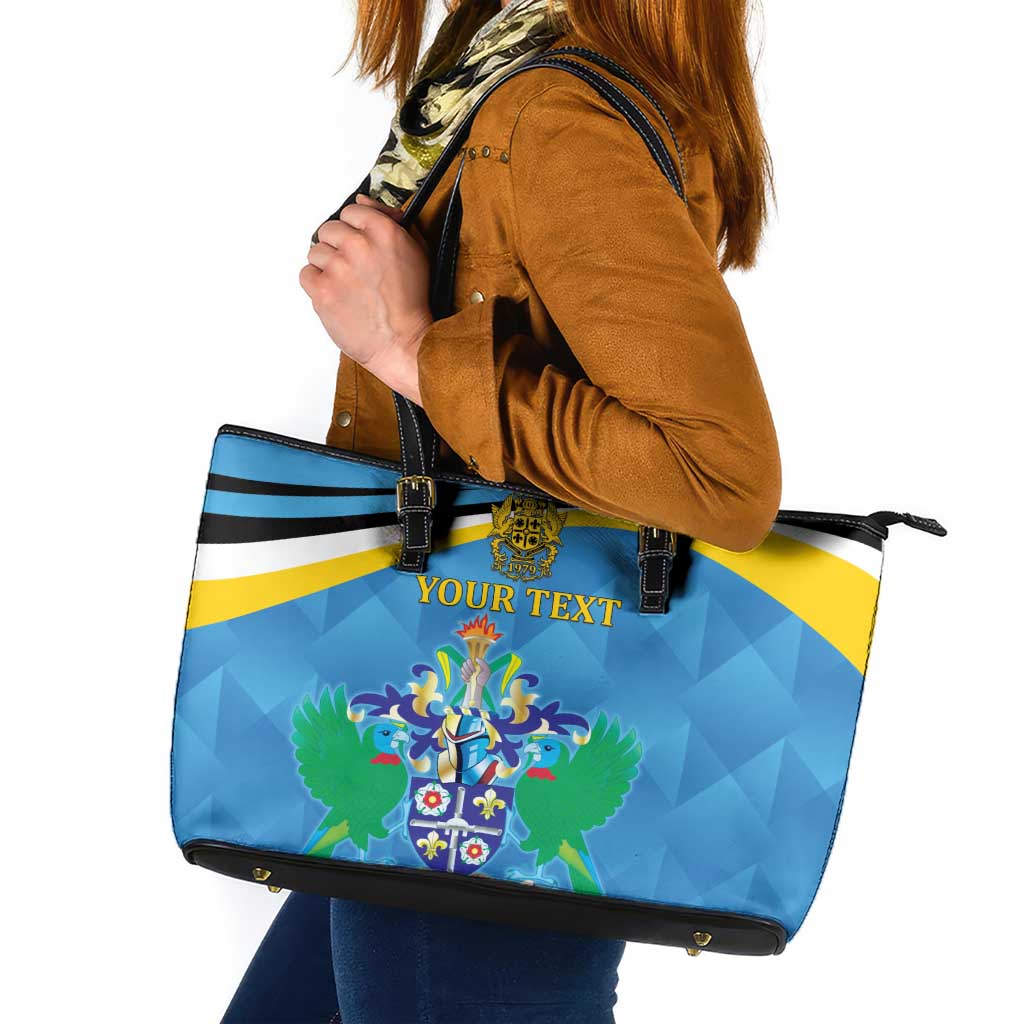 Personalized Saint Lucia Independence Day Leather Tote Bag Since 1979