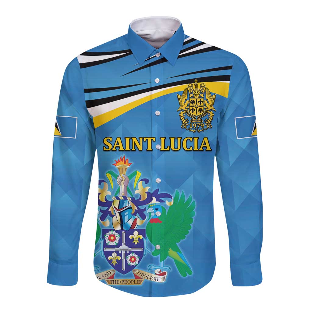 Personalized Saint Lucia Independence Day Long Sleeve Button Shirt Since 1979