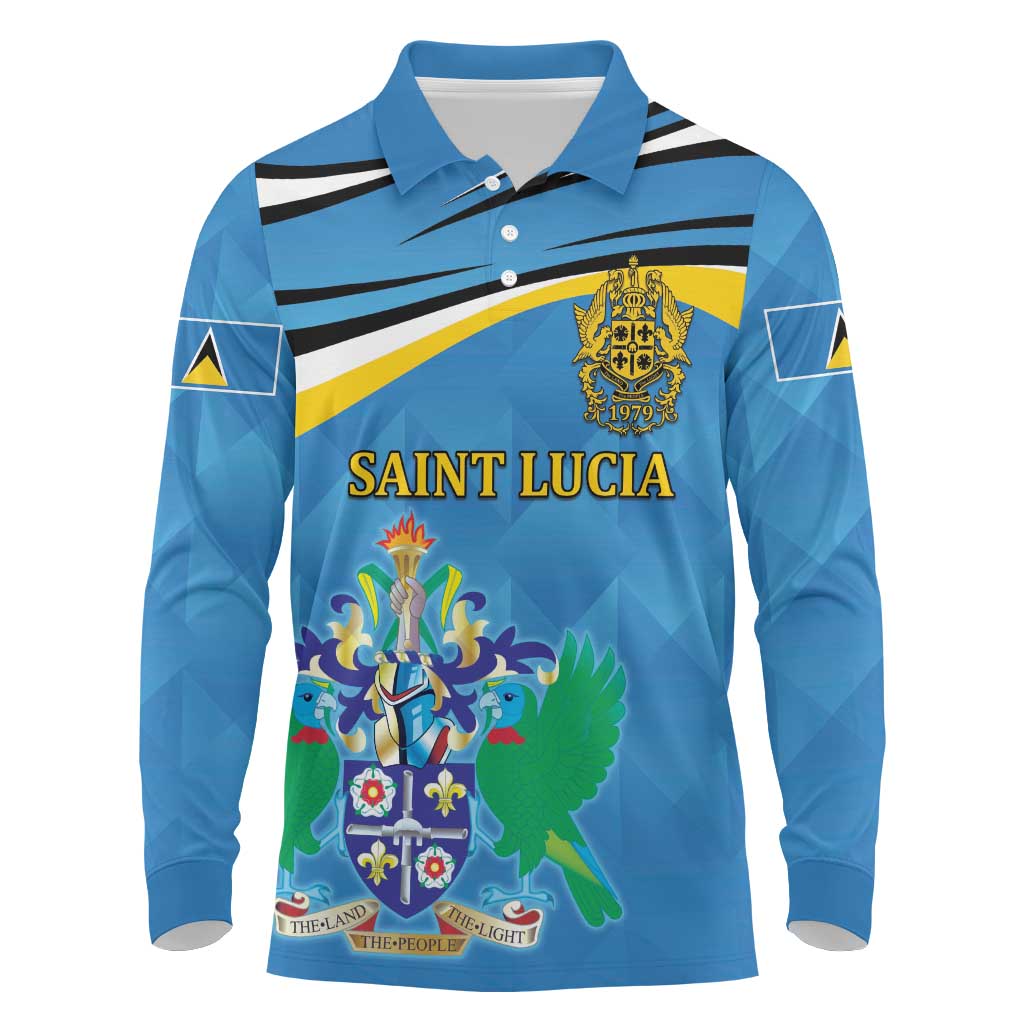 Personalized Saint Lucia Independence Day Long Sleeve Polo Shirt Since 1979