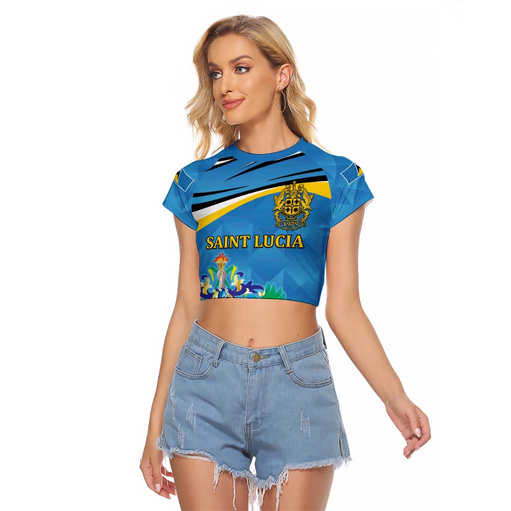 Personalized Saint Lucia Independence Day Raglan Cropped T Shirt Since 1979