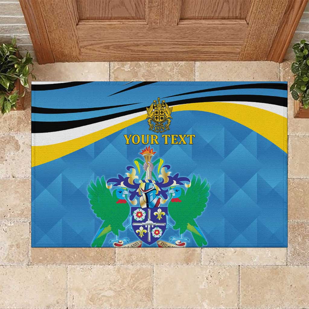 Personalized Saint Lucia Independence Day Rubber Doormat Since 1979