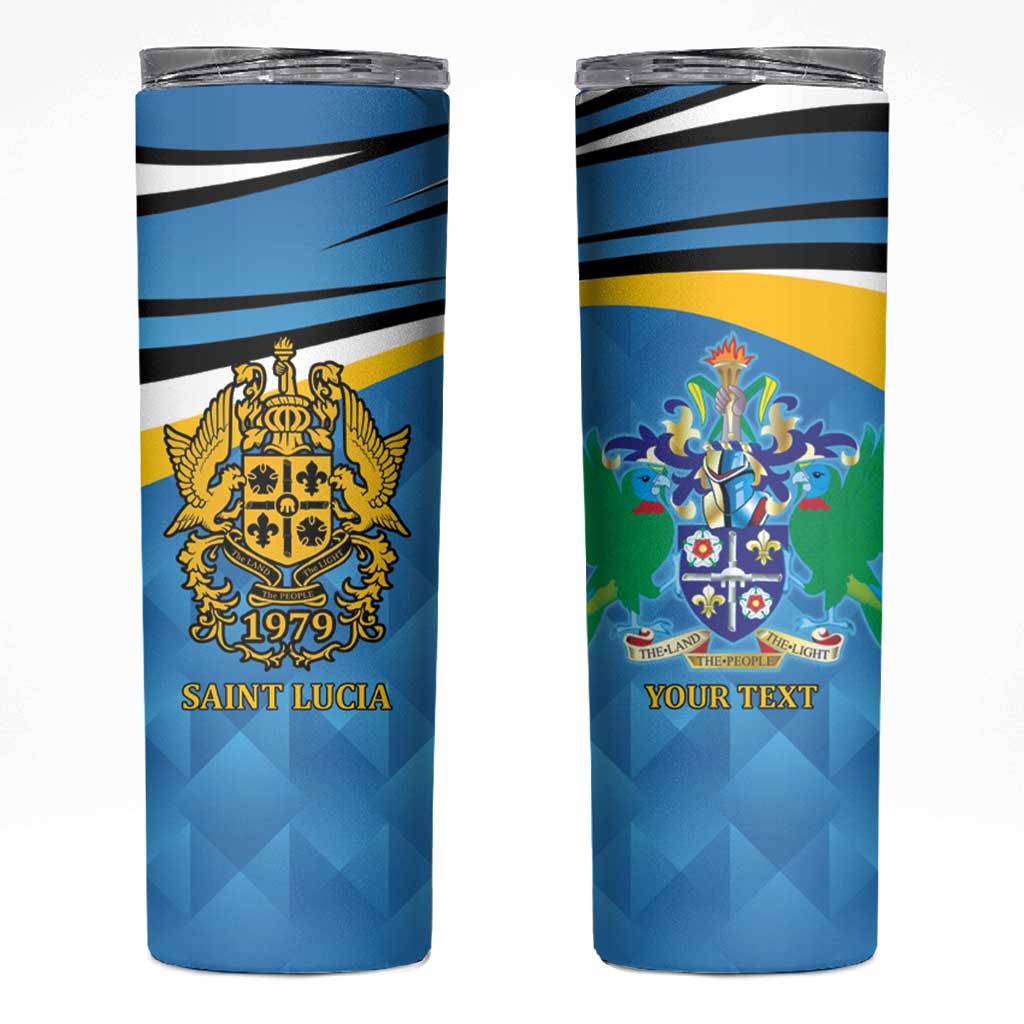 Personalized Saint Lucia Independence Day Skinny Tumbler Since 1979