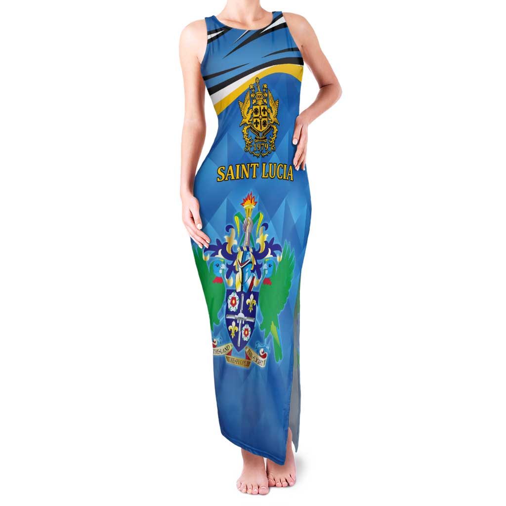 Personalized Saint Lucia Independence Day Tank Maxi Dress Since 1979