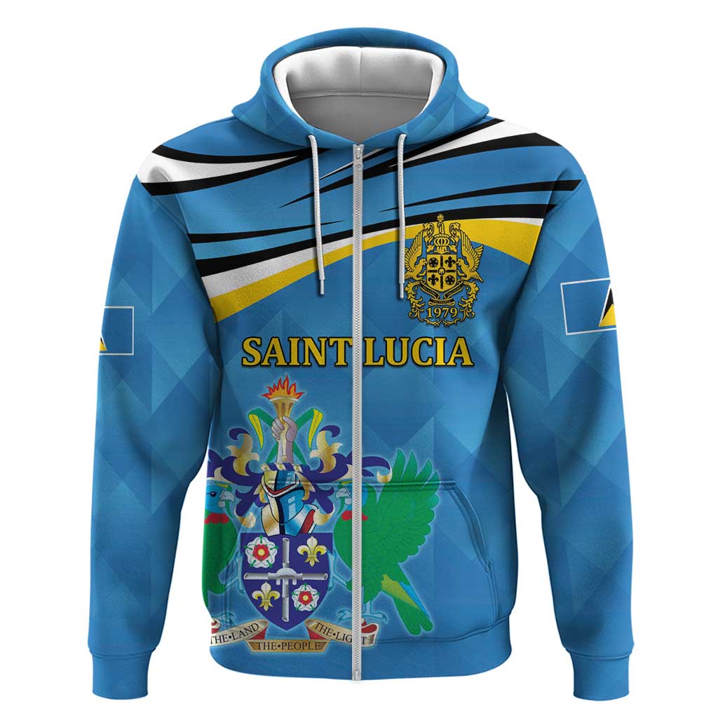 Personalized Saint Lucia Independence Day Zip Hoodie Since 1979