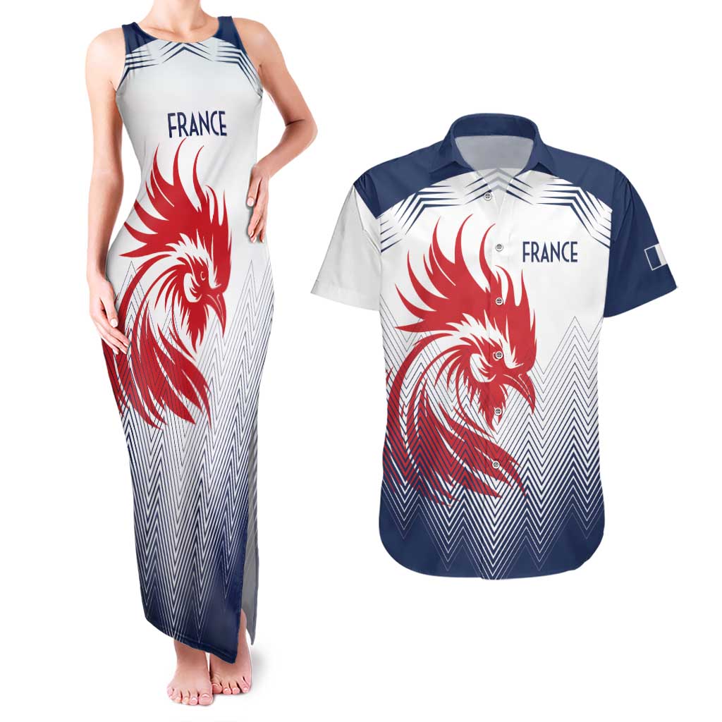 Custom France Rugby Couples Matching Tank Maxi Dress and Hawaiian Shirt Summer Paris 2024 LT9 - Wonder Print Shop