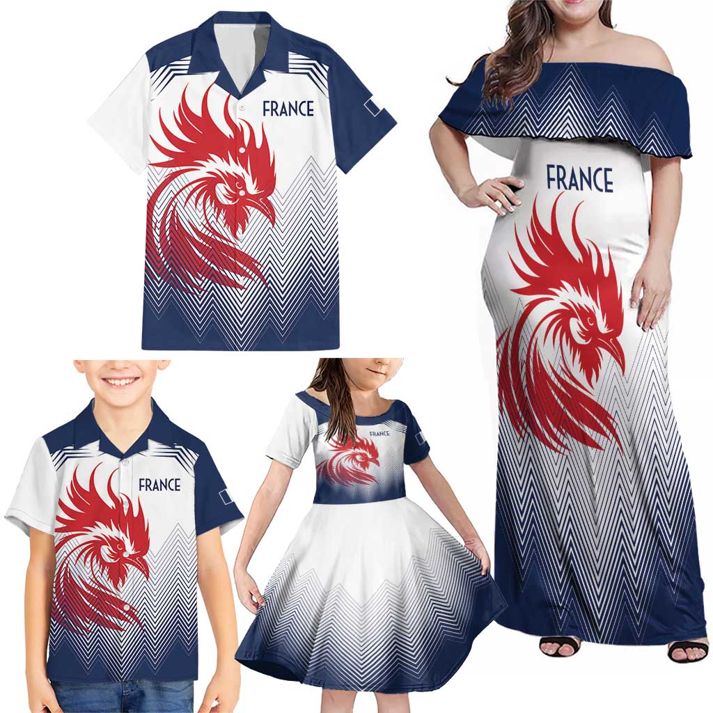 Custom France Rugby Family Matching Off Shoulder Maxi Dress and Hawaiian Shirt Summer Paris 2024 LT9 - Wonder Print Shop