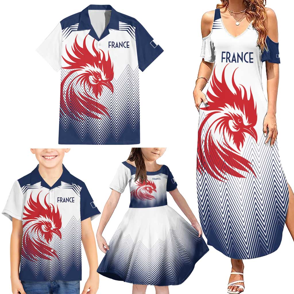 Custom France Rugby Family Matching Summer Maxi Dress and Hawaiian Shirt Summer Paris 2024 - Wonder Print Shop