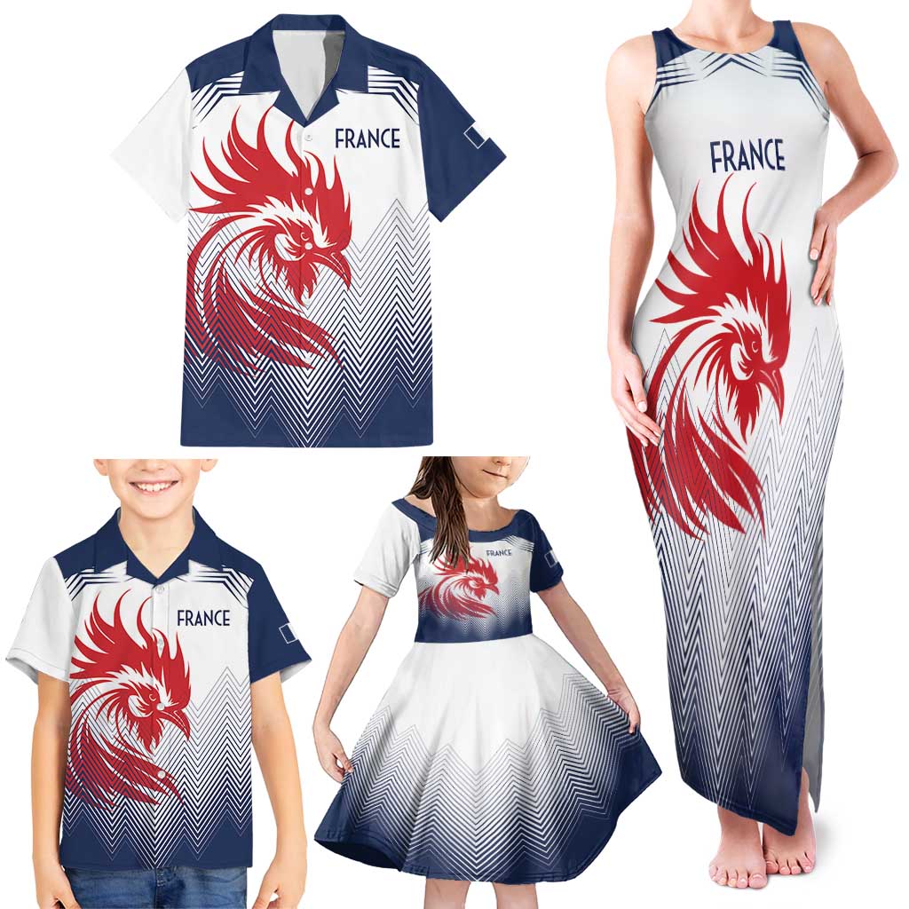 Custom France Rugby Family Matching Tank Maxi Dress and Hawaiian Shirt Summer Paris 2024 - Wonder Print Shop