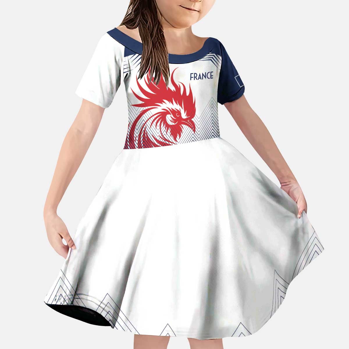 Custom France Rugby Kid Short Sleeve Dress Summer Paris 2024 - Wonder Print Shop