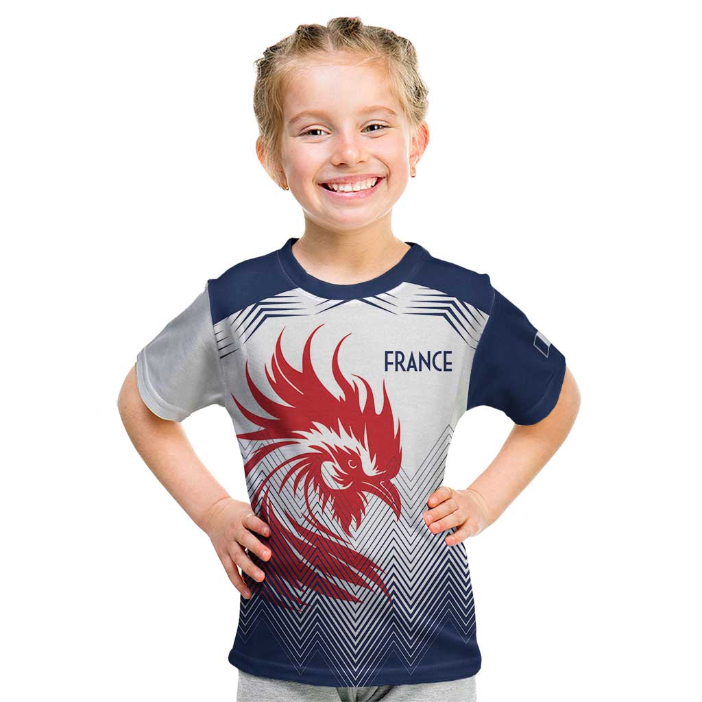 Custom France Rugby Kid T Shirt Summer Paris 2024 - Wonder Print Shop