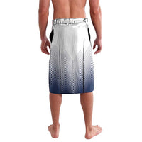 Men's wrap skirt with zigzag chevron pattern, elastic waistband, navy and white