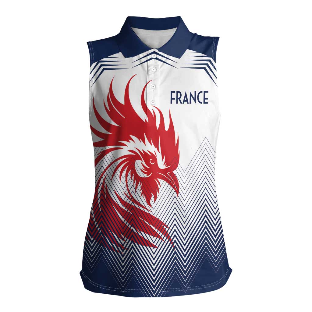 Custom France Rugby Women Sleeveless Polo Shirt Summer Paris 2024