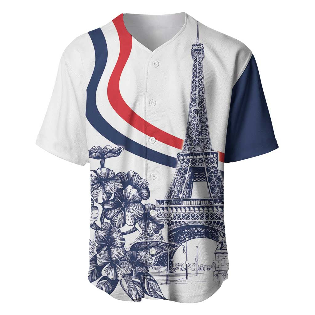 Custom France Women Rugby Baseball Jersey Summer Flowers 2024 LT9 - Wonder Print Shop