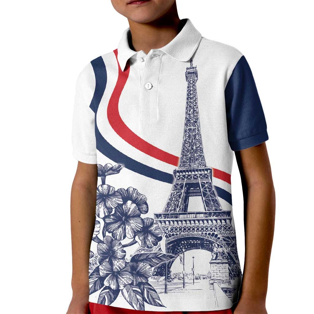 Custom France Women Rugby Kid Polo Shirt Summer Flowers 2024 - Wonder Print Shop