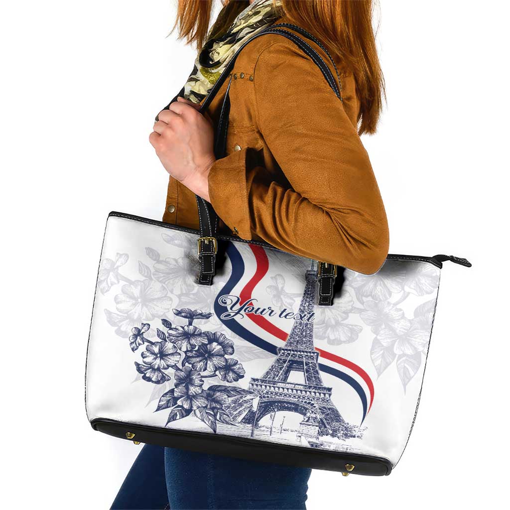 Custom France Women Rugby Leather Tote Bag Summer Flowers 2024 - Wonder Print Shop