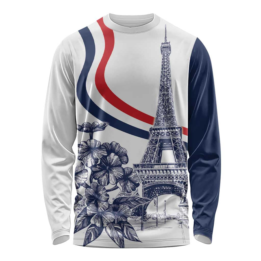 Custom France Women Rugby Long Sleeve Shirt Summer Flowers 2024 - Wonder Print Shop