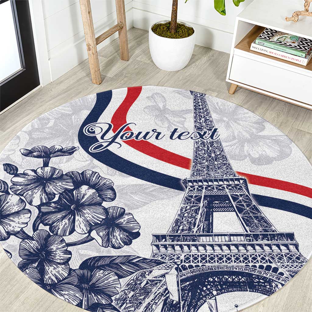 Custom France Women Rugby Round Carpet Summer Flowers 2024