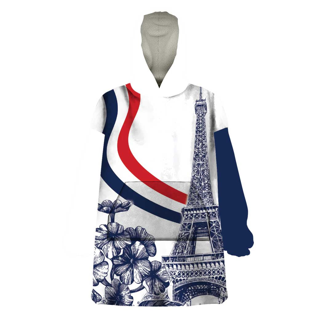 Custom France Women Rugby Wearable Blanket Hoodie Summer Flowers 2024 - Wonder Print Shop