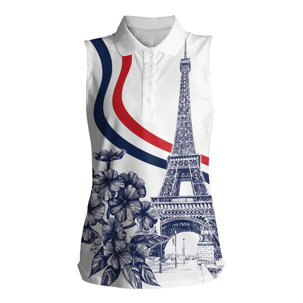 Custom France Women Rugby Women Sleeveless Polo Shirt Summer Flowers 2024