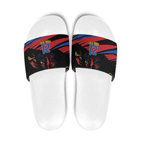 Custom Caribbean Cricket Antigua and Barbuda Slide Sandals - Wonder Print Shop