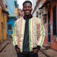 Nigerian Aso Oke African Ethnic Stripes Bomber Jacket