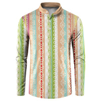 Nigerian Aso Oke African Ethnic Stripes Button Sweatshirt