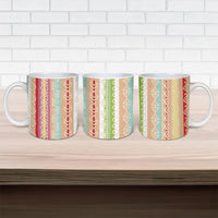 Nigerian Aso Oke African Ethnic Stripes Ceramic Mug