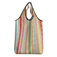 Nigerian Aso Oke African Ethnic Stripes Grocery Bag